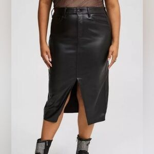 NWT Torrid Midi Faux Leather Slit Skirt